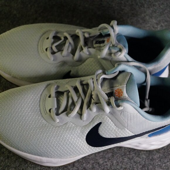 Nike Revolution 6 Extra Wide Pure Platinum Thunder Blue Men’s Size 9 Pre-Owned - Picture 3 of 16